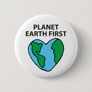 Planet First Ecofriendly Icon Happy Earth Clipart 2 Inch Round Button