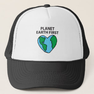 Planet First Ecofriendly Icon Happy Earth Clipart Trucker Hat