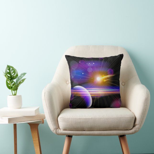 Planet Galaxy With Star Throw Pillow (Chair)