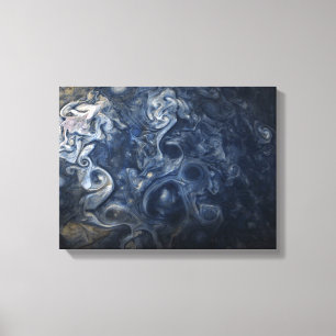 Planet Jupiter Blues Blue White Juno Cam Swirling  Canvas Print