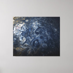 Planet Jupiter Blues Blue White Juno Cam Swirling  Canvas Print
