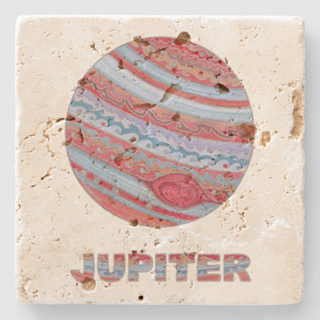 Planet Jupiter Colourful Space Geek Solar System Stone Coaster (Front)