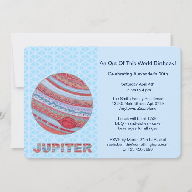 Planet Jupiter Colourful Space Geek Space Theme Invitation (Front)
