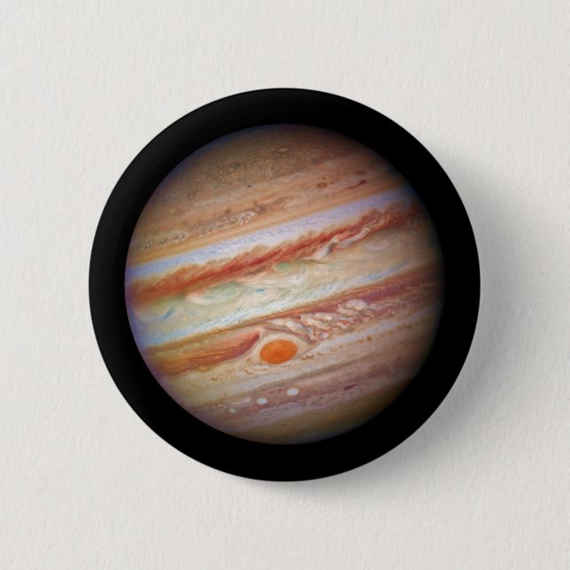 PLANET JUPITER ` red spot head on (solar system) ~ 2 Inch Round Button (Front)
