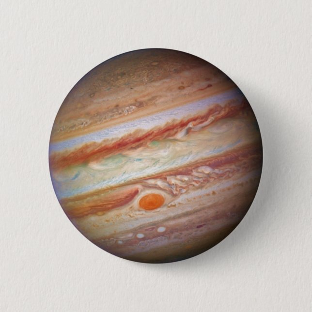PLANET JUPITER - red spot head on (solar system) ~ 2 Inch Round Button (Front)