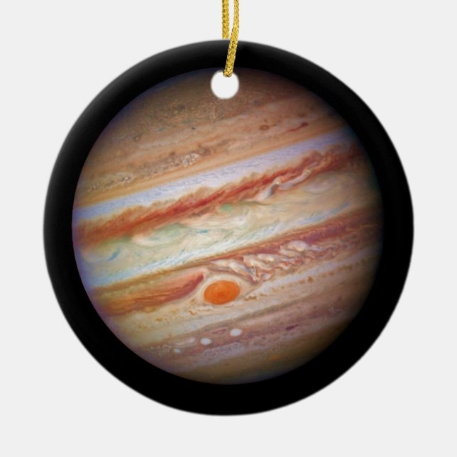 PLANET JUPITER ` red spot head on (solar system) ~ Ceramic Ornament (Front)