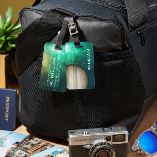 Planet Jupiter Solar System Space Green Galaxy Luggage Tag