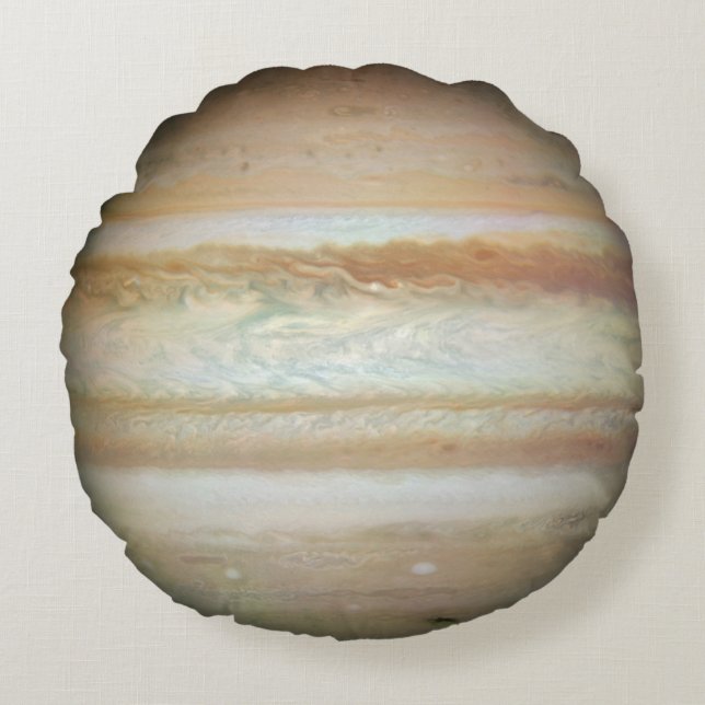 Planet Jupiter Space Solar System Stripes Orange Round Pillow (Front)