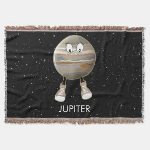 Planet Jupiter & Stars Throw Blanket
