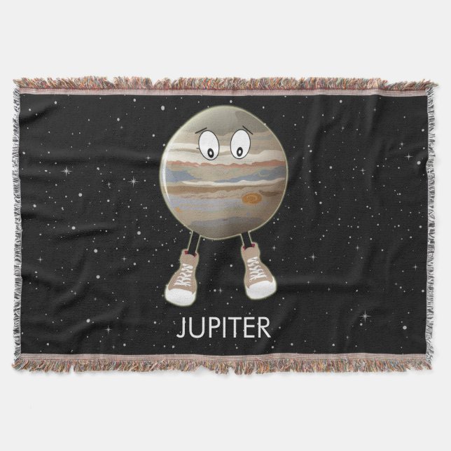 Planet Jupiter & Stars Throw Blanket (Front)