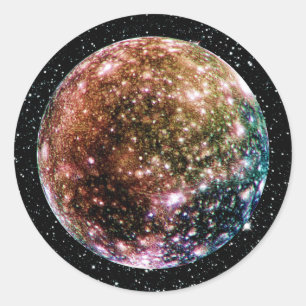 PLANET JUPITER'S MOON - CALLISTO Star Background 2 Classic Round Sticker