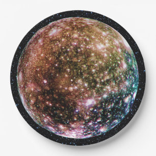 PLANET JUPITER'S MOON - CALLISTO with Star Backgro Paper Plate