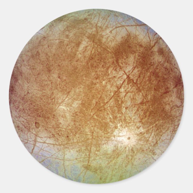PLANET JUPITER'S MOON EUROPA (solar system) ~ Classic Round Sticker (Front)
