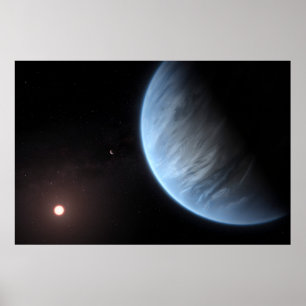 Planet K2-18b, Host Star And Accompanying Planet. Poster