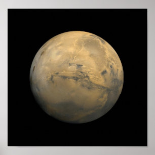 Planet Mars in the solar system NASA Poster