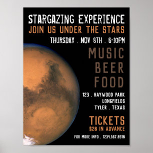 Planet Mars, Planetarium Event Advertising Poster