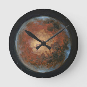 Planet Mars Round Clock