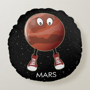 Planet Mars & Stars Round Pillow