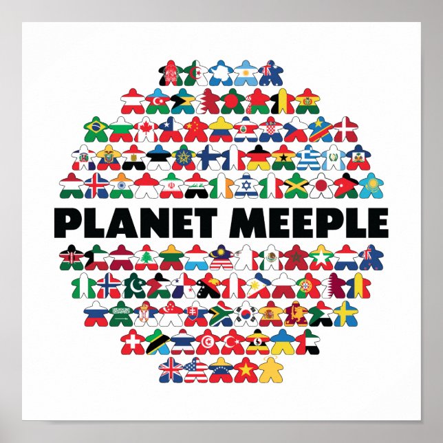 Planet Meeple, Poster en texte noir (Devant)