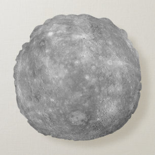 Planet Mercury Space Solar System Grey Moon Crater Round Pillow