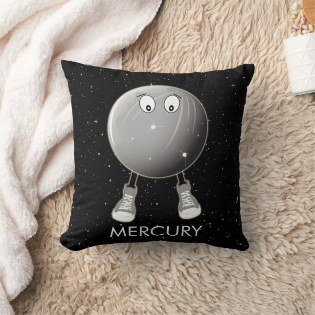Planet Mercury & Stars Throw Pillow (Blanket)