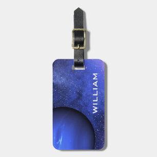 Planet Neptune Solar System Space Purple Galaxy Luggage Tag