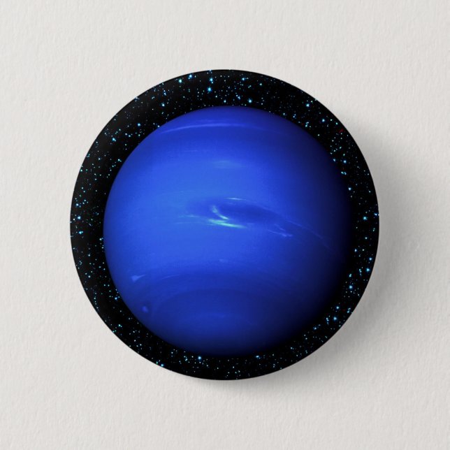 PLANET NEPTUNE with Star Background (solar system) 2 Inch Round Button (Front)