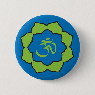 Planet Om blue/green Om Lotus 2 Inch Round Button