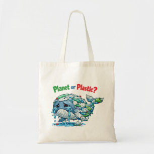 Planet or Plastic? Save the Ocean Whale. Tote Bag