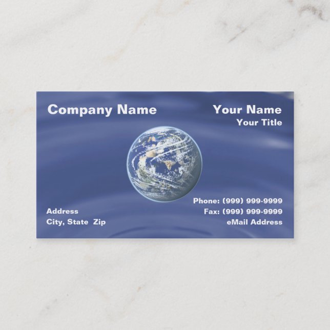 Planet Over Clear Blue Water Business Card (Front)