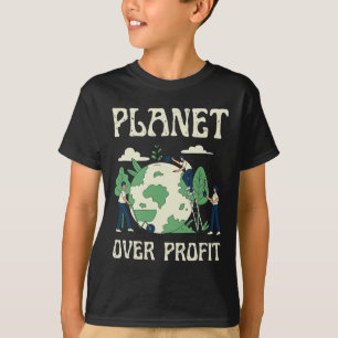 Planet Over Profit Climate Change Earth Day Glol W T-Shirt