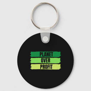 Planet Over Profit Earth Day Vintage Keychain