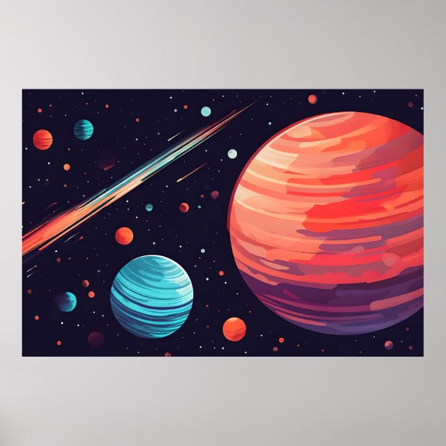 Planet Party – Vibrant Space Art Poster (Front)