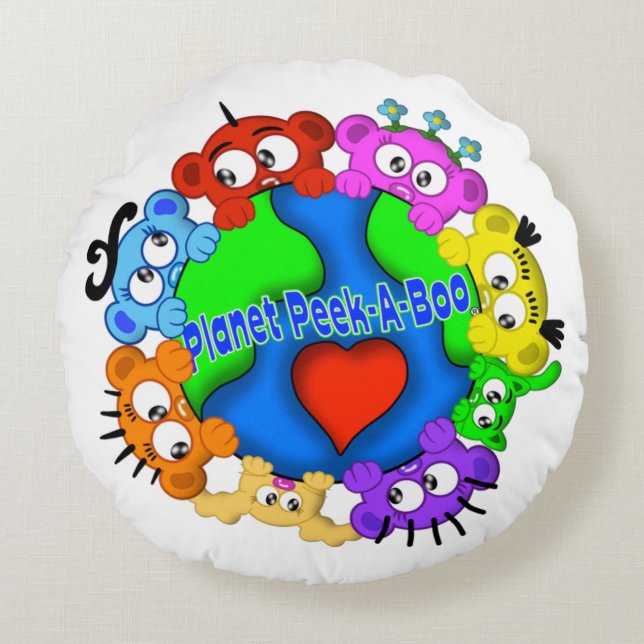 Planet PeekABoo Round Pillow (Front)