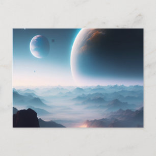 Planet Rising Outer Space New Address Postcard