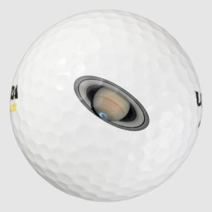 Planet Saturn Aurora and Rings Golf Balls