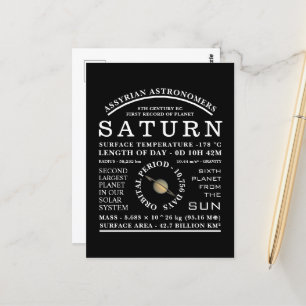 Planet Saturn Detailed Astronomy Postcard