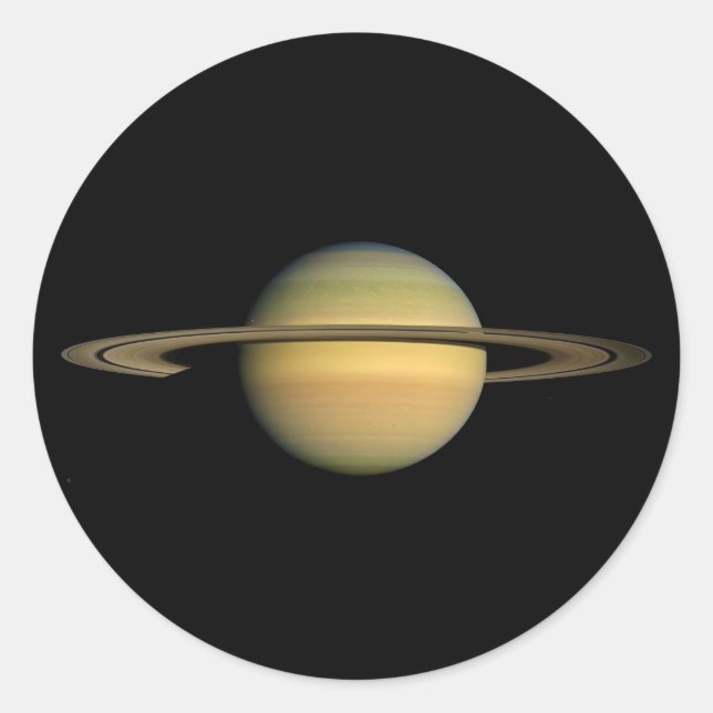 PLANET SATURN DURING EQUINOX (solar system) ~~ Classic Round Sticker (Front)