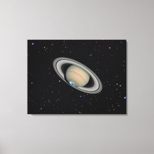Planet Saturn Starry Sky Wrapped Canvas Print