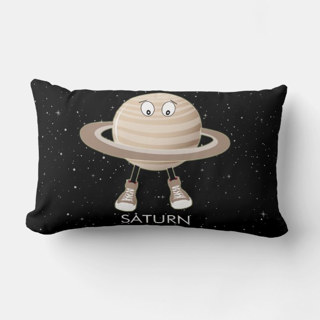 Planet Saturn & Stars Lumbar Pillow (Front)