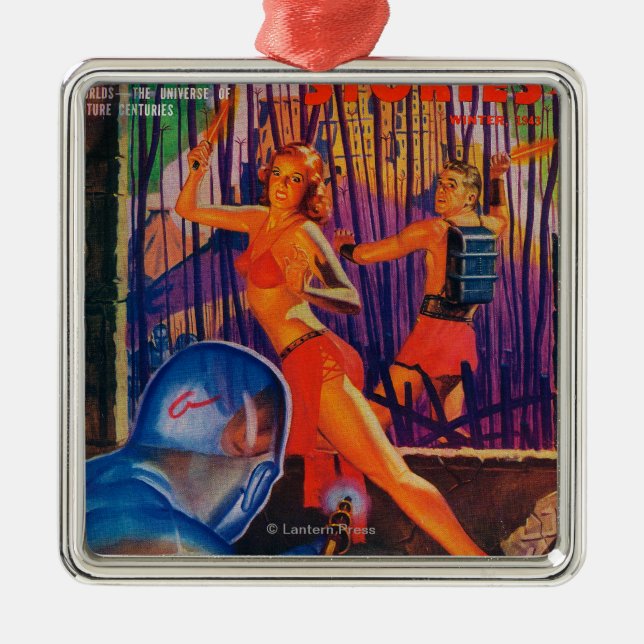 Planet Stories Magazine Cover 3 Metal Ornament (Front)