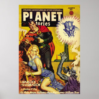 Planet Stories Warlock of Sharrador Vintage Poster