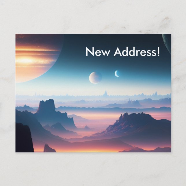 Planet Surface Planet Moons New Address Postcard (Front)