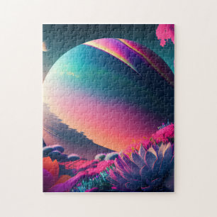 Planet Surrounded by Flowers Jigsaw Puzzle