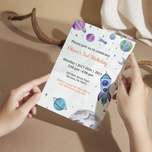 Planet Theme Boy Birthday  Invitation