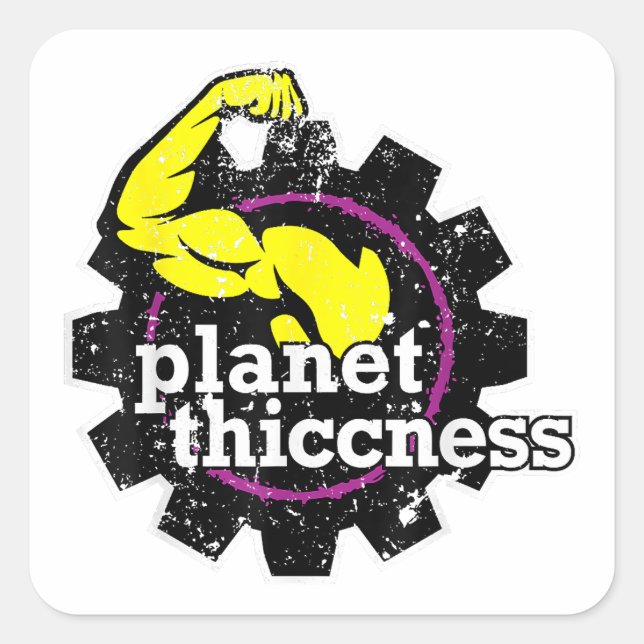 Planet Thiccness Gym Thickness Funny Joke Workout  Square Sticker (Front)