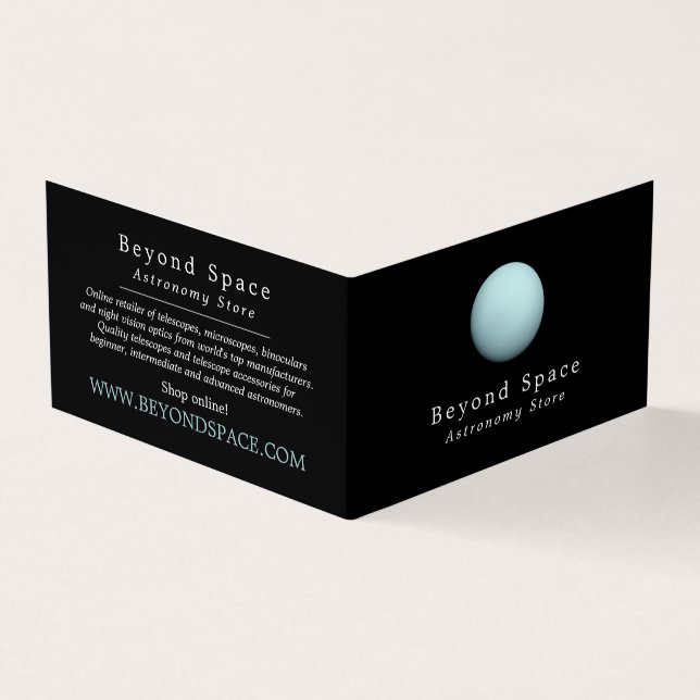 Planet Uranus, Astronomer, Astronomy Store Business Card (Outside)