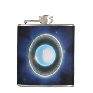 Planet Uranus with Rings and Moons JWST Image Hip Flask