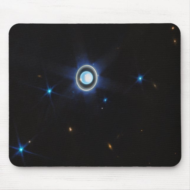 Planet Uranus with Rings and Moons JWST Image Mouse Pad (Front)