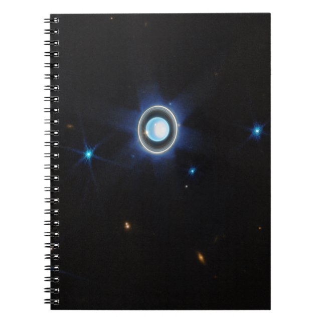 Planet Uranus with Rings and Moons JWST Image Notebook (Front)